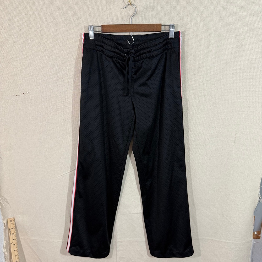 Danskin Now Womens Track Pants Black Mesh Side Stripe DL138-100 Size M 8-10